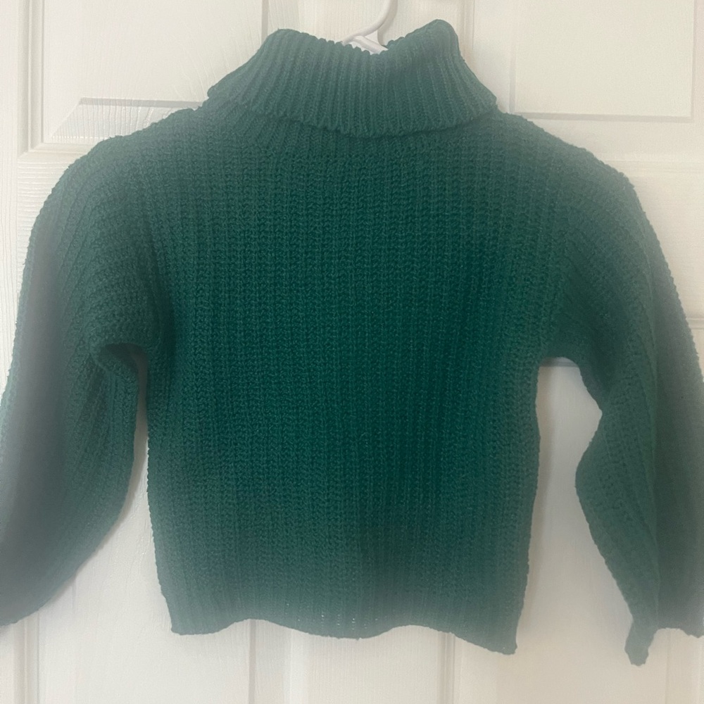 Kids girls size 6Y‎ emerald green turtleneck knit long sleeve sweater
